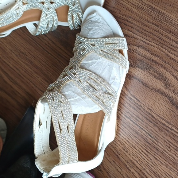 Patrizia By Spring Step Sparkling Ankle Wedge Sandals Shoes 40 (9) White - Picture 2 of 10